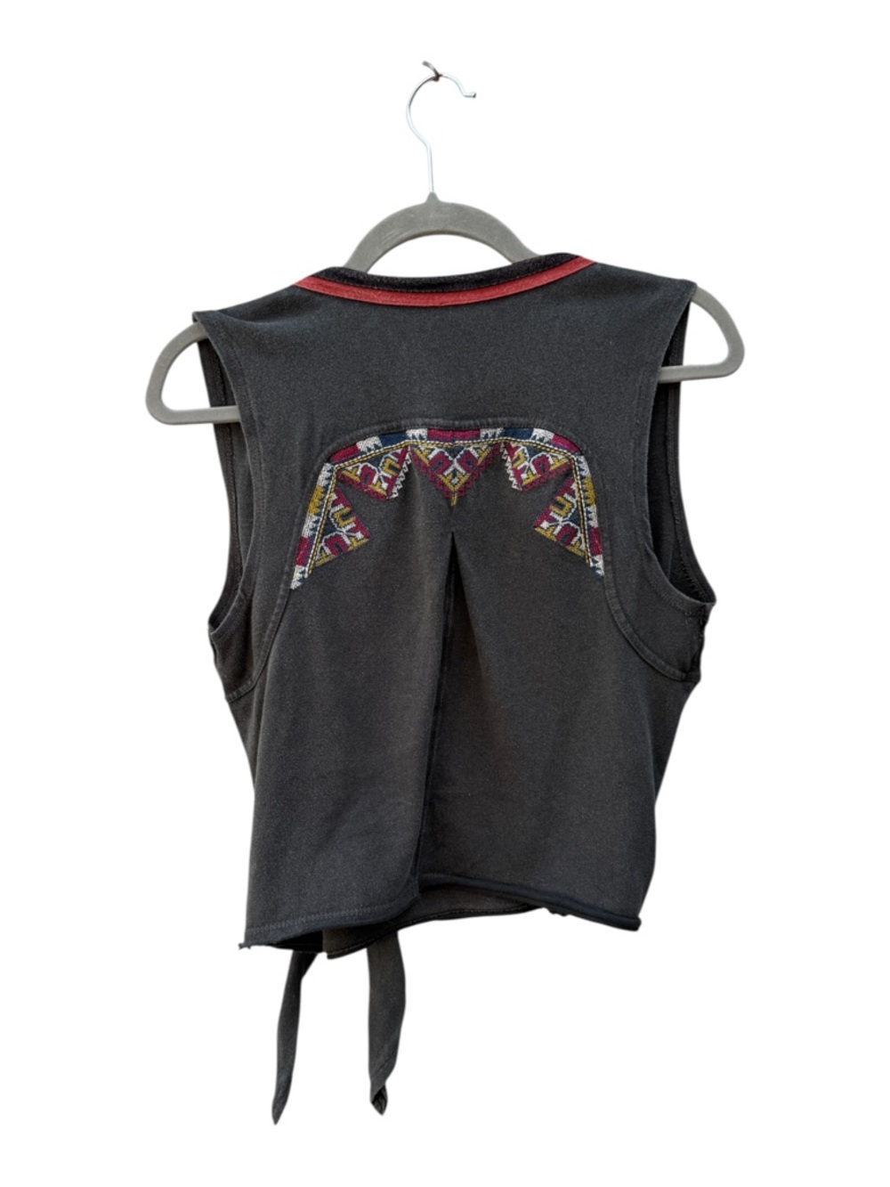 Free People Women’s S Embroidered Boho Wrap Tie Front Sleeveless Top - Picture 7 of 9